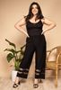 Immagine di PLUS SIZE FLOWY STRETCH TROUSER BLACK WITH SPOTTED  INSERT